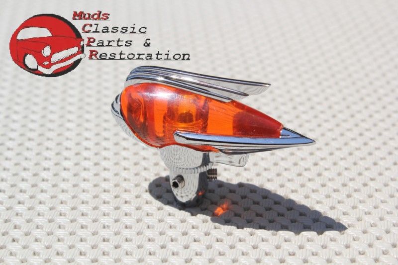 Vintage Classic Custom Car Fender Guide Style Amber Radio Antenna